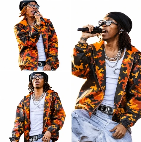 Lil Tecca Orange Camo Hooded Jacket