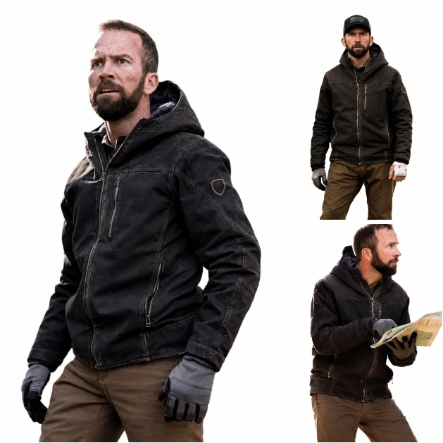 Legacy Peak Lucas Black Dark Brown Hooded Jacket