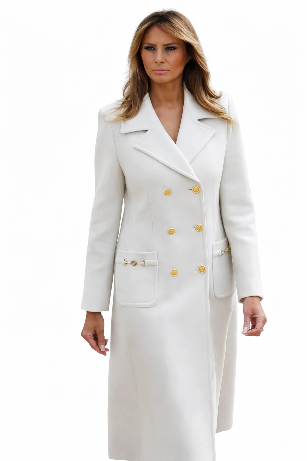 Melania Trump White Trench Coat melania, trump, white, trench, coat, double, breasted, 2026