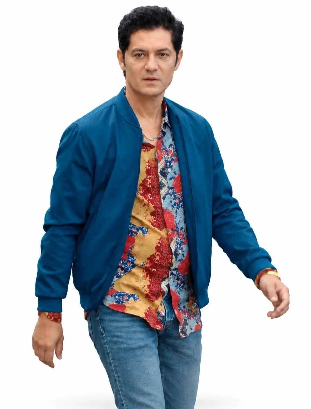 Okan Çabalar Money Trap Blue Cotton Bomber Jacket Okan Çabalar wearing blue cotton bomber jacket in Money Trap The Karun Treasure