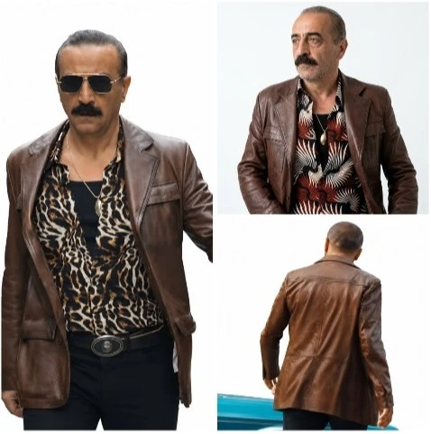 Yılmaz Erdoğan Money Trap The Karun Treasure Brown Leather Blazer