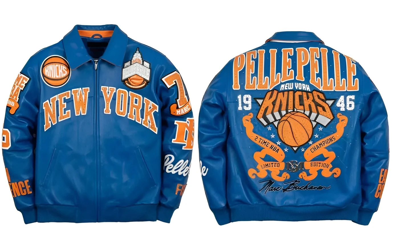 New York Knicks Pelle Pelle Blue Leather Jacket Style