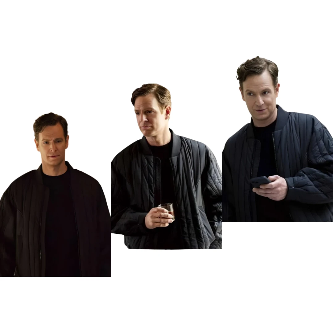 Nick Gehlfuss Black Bomber Jacket CIA 2026 Outfit Nick Gehlfuss CIA 2026 Black Bomber Jacket