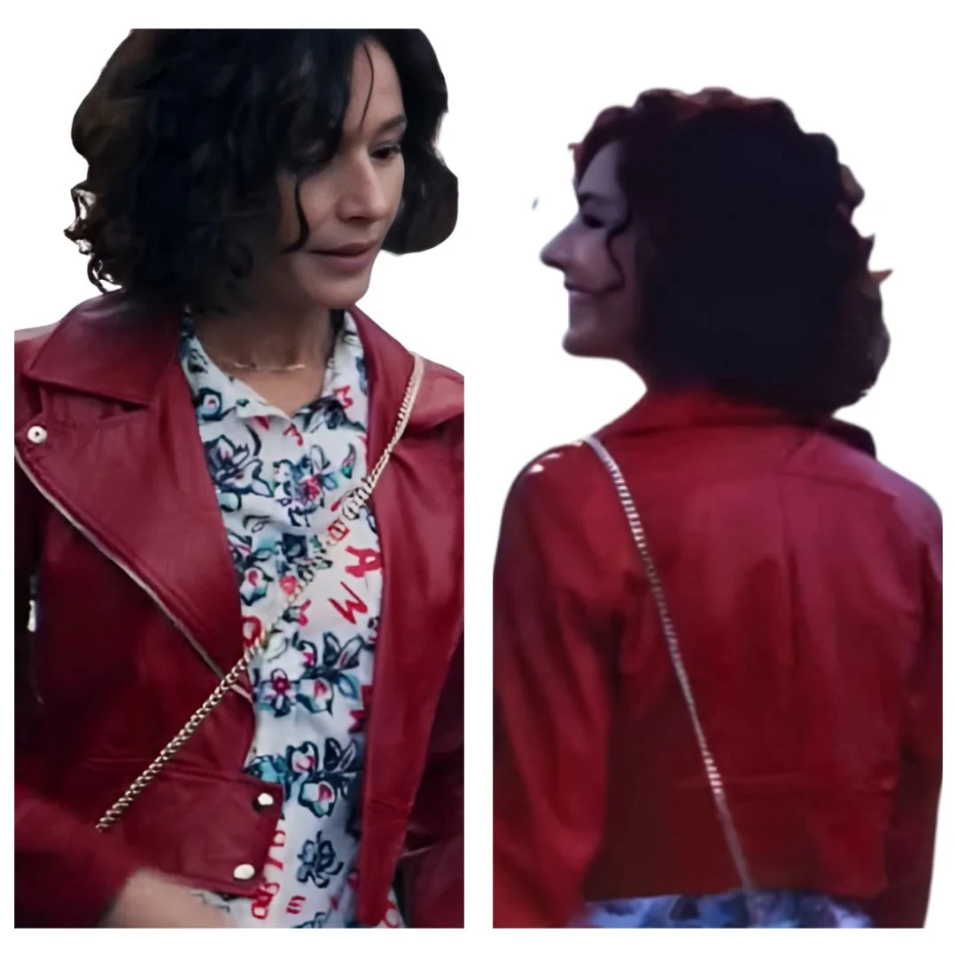 Nicole Grimaudo Solo Mio Red Leather Jacket Celebrity Outfit Red Jacket Women