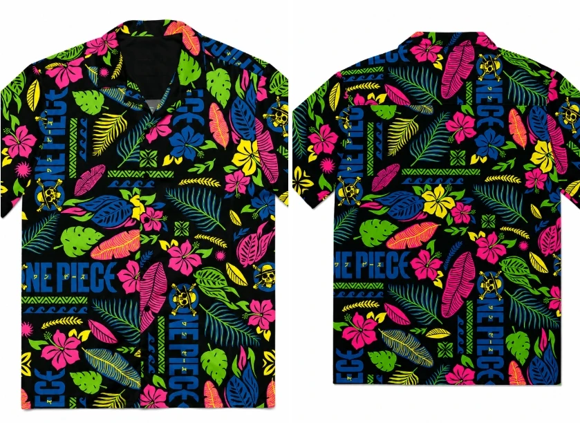 One Piece Floral Hawaiian Shirt With Tropical Print