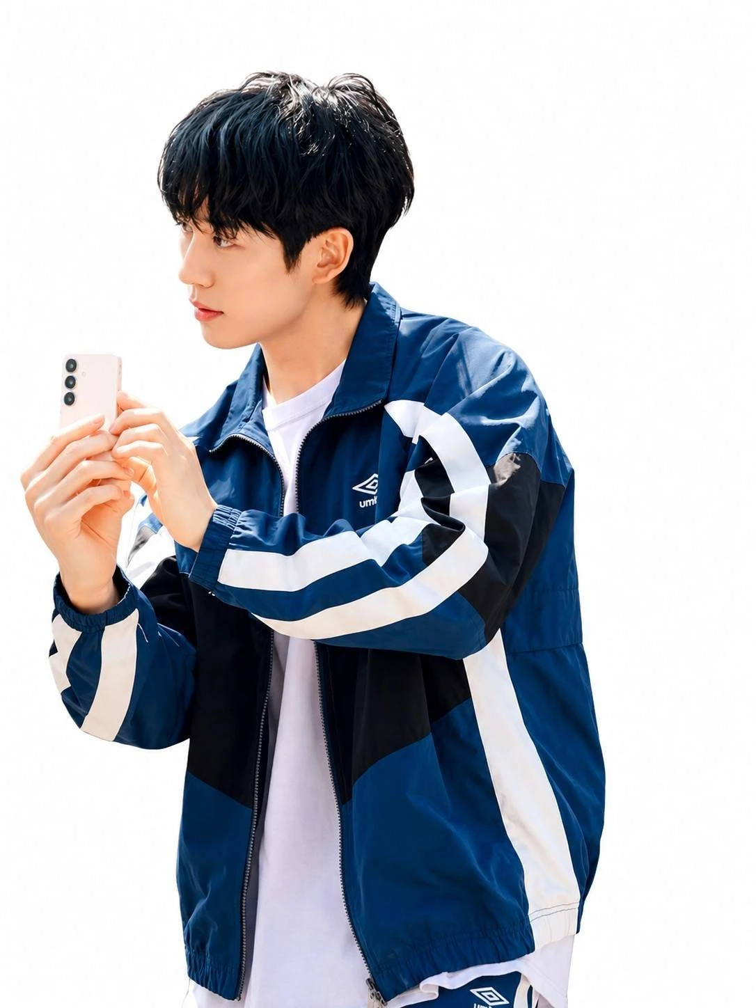 Our Sticky Love 2026 Jung Hae-in Blue Windbreaker Jacket Jung Hae-in wearing the Our Sticky Love 2026 blue color block windbreaker jacket