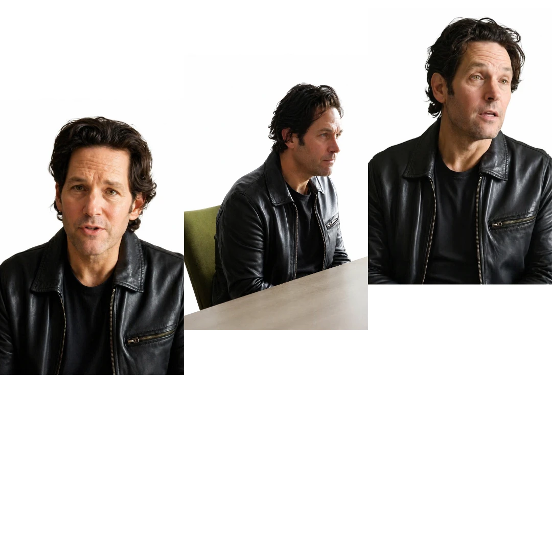Paul Rudd Power Ballad 2026 Black Leather Jacket worn by Paul Rudd