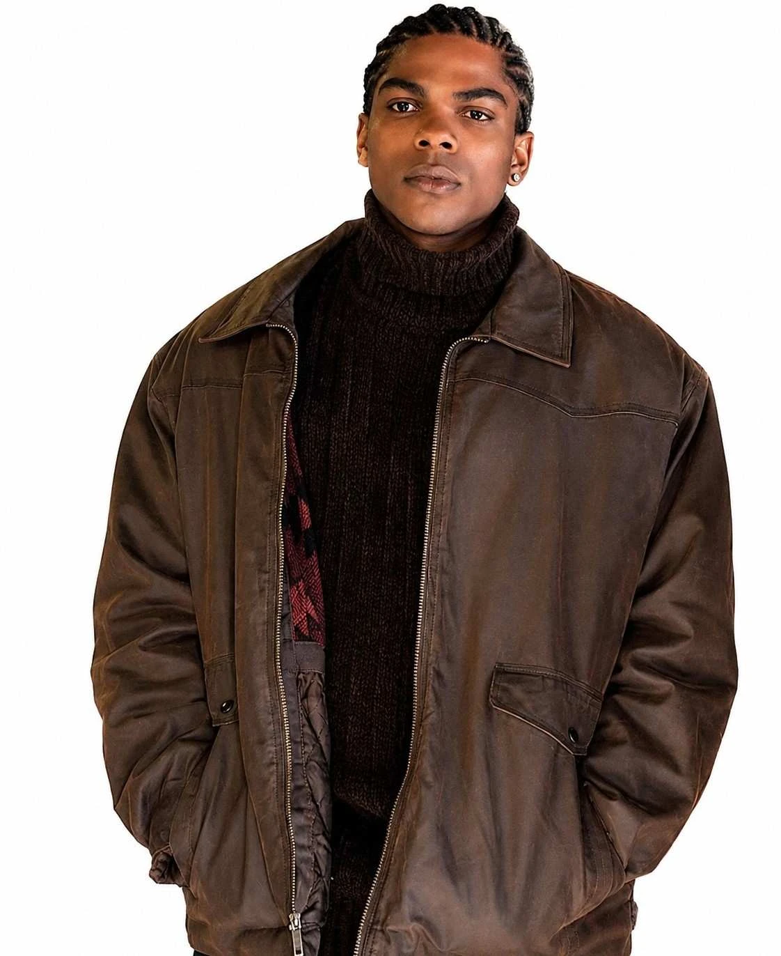 Power Origins 2026 Mekai Curtis Brown Leather Jacket Power Origins 2026 Mekai Curtis Brown Leather Jacket worn by Mekai Curtis