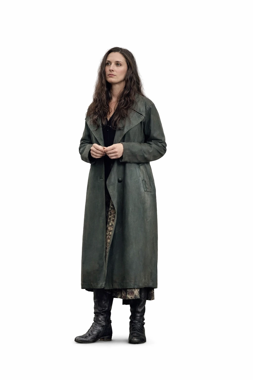 Rebecca Ferguson Peaky Blinders Leather Trench Coat Rebecca Ferguson Peaky Blinders Coat, Green Leather Trench Coat Women, Peaky Blinders Rebecca Ferguson Outfit, Vintage Long Leather Coat, Celebrity Inspired Green Coat, Rebecca Ferguson Long Coat, Premium Leather Trench Women