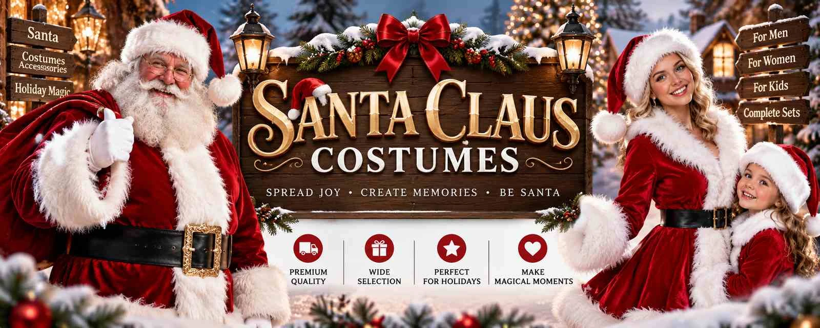 Santa Claus Costumes for Men Women and Kids