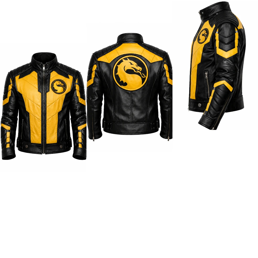 Scorpion Mortal Kombat Leather Jacket Inspired By The Iconic Video Game Character