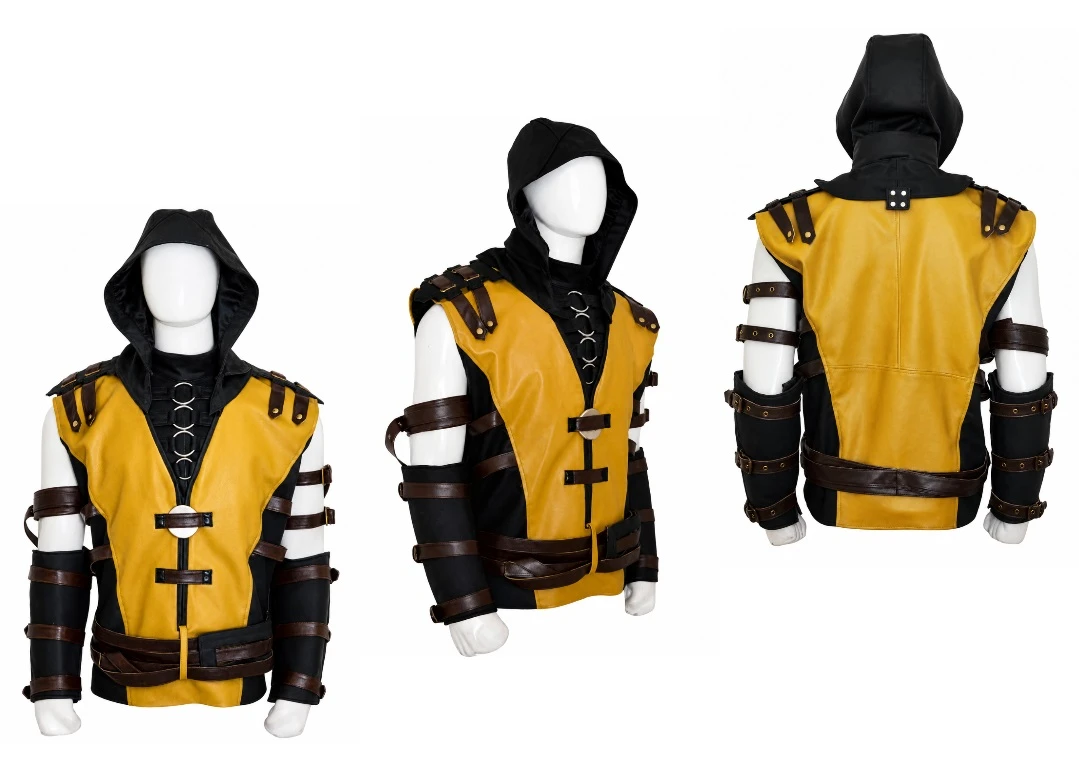 Scorpion Mortal Kombat X Hooded Leather Vest Costume Jacket