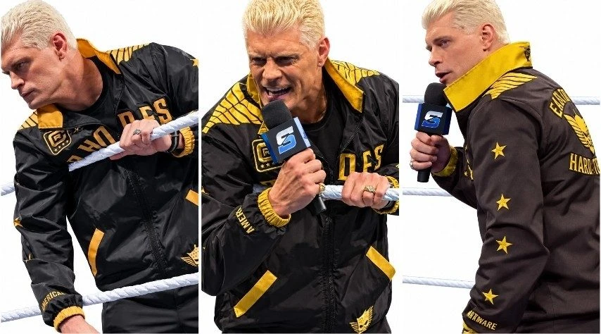 SmackDown 2026 Cody Rhodes Black and Gold Satin Jacket
