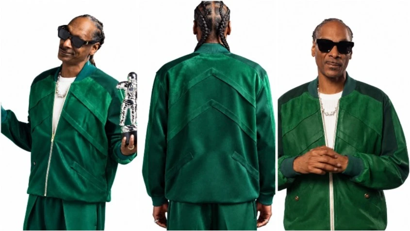 Snoop Dogg wearing green suede bomber jacket at MTV Video Music Awards 2026