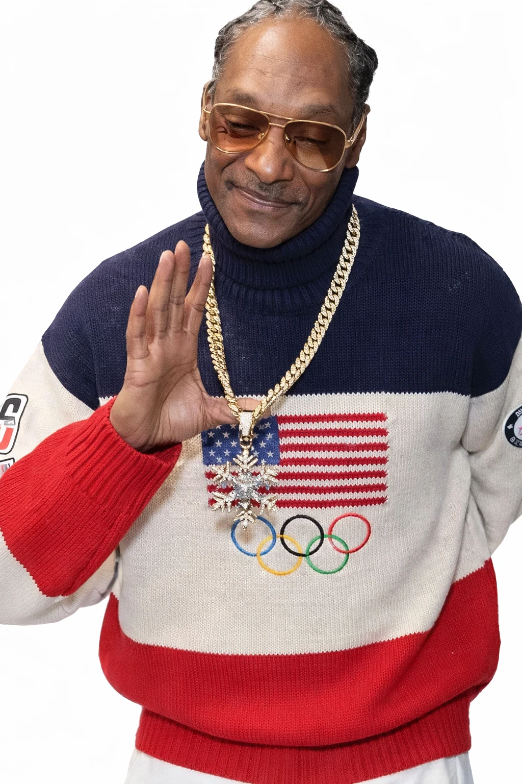 Snoop Dogg sweatshirt, Olympics 2026 sweatshirt, Milano Cortina sweatshirt, USA flag sweater, Olympic rings sweater, red white blue sweatshirt, celebrity Olympic outfit, Snoop Dogg Olympic look, winter Olympic apparel, Milano Cortina 2026 clothing, USA Olympic merch style, unisex Olympic sweater, sports inspired sweatshirt, luxury Olympic sweater, hip hop Olympic style