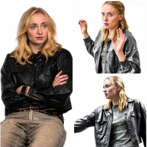Sophie Turner Wearing Steal 2026 Black Leather Jacket