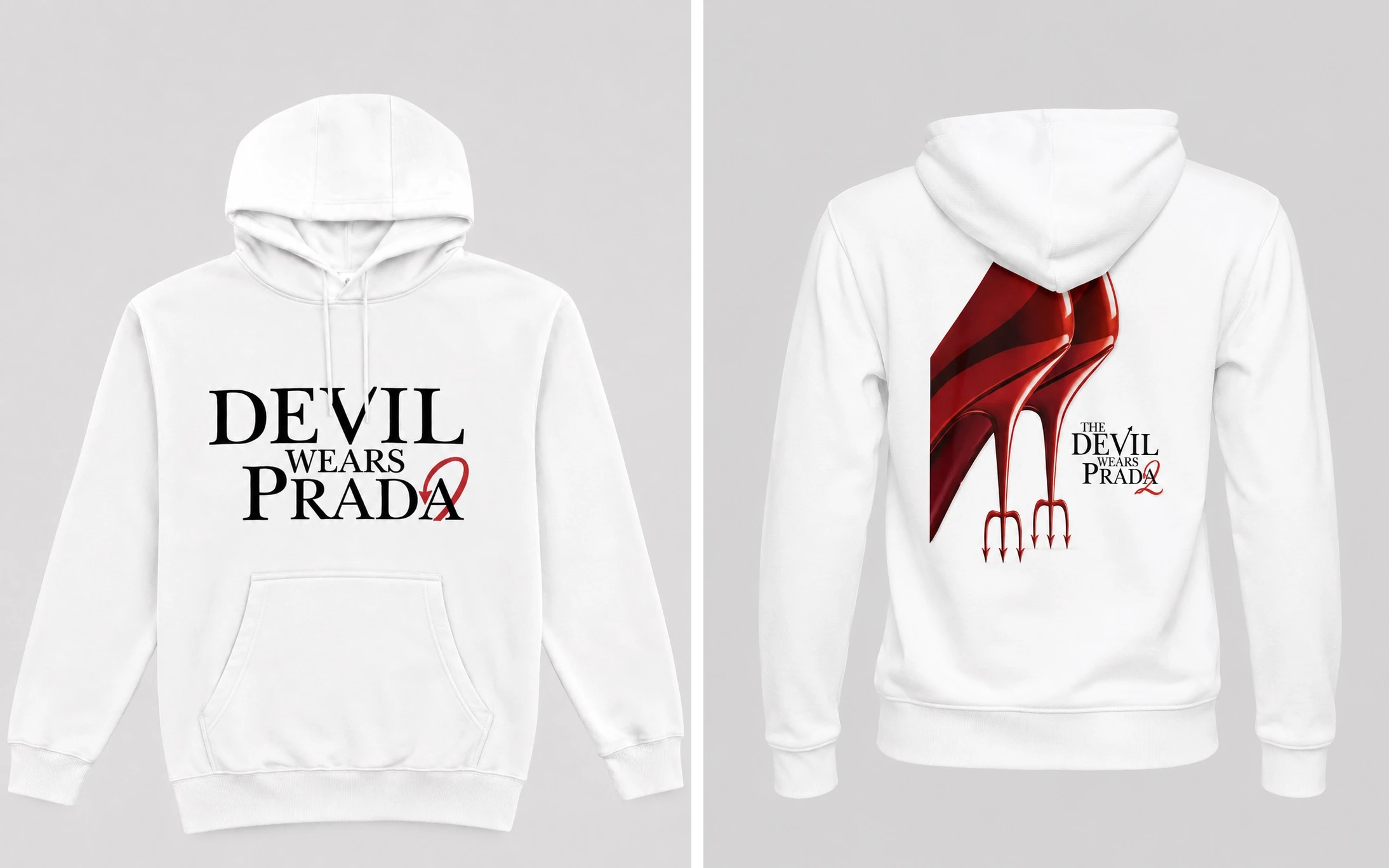 The Devil Wears Prada 2 White Pullover Hoodie With Red Heel Design