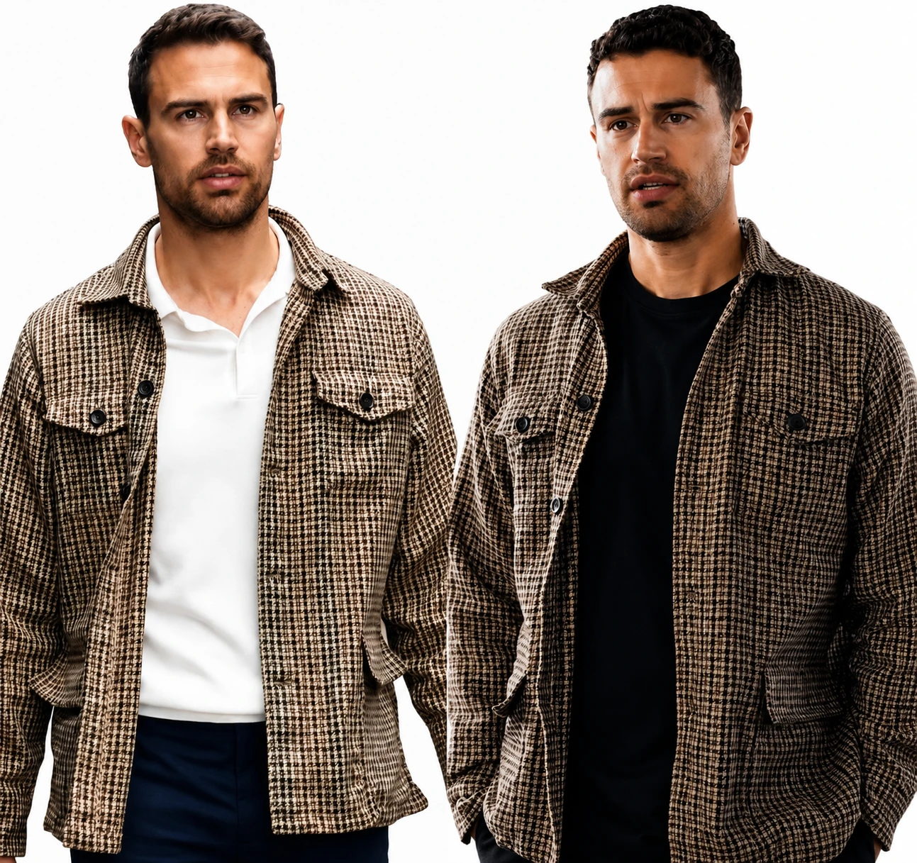 Theo James Eddie Horniman Brown Checkered Jacket