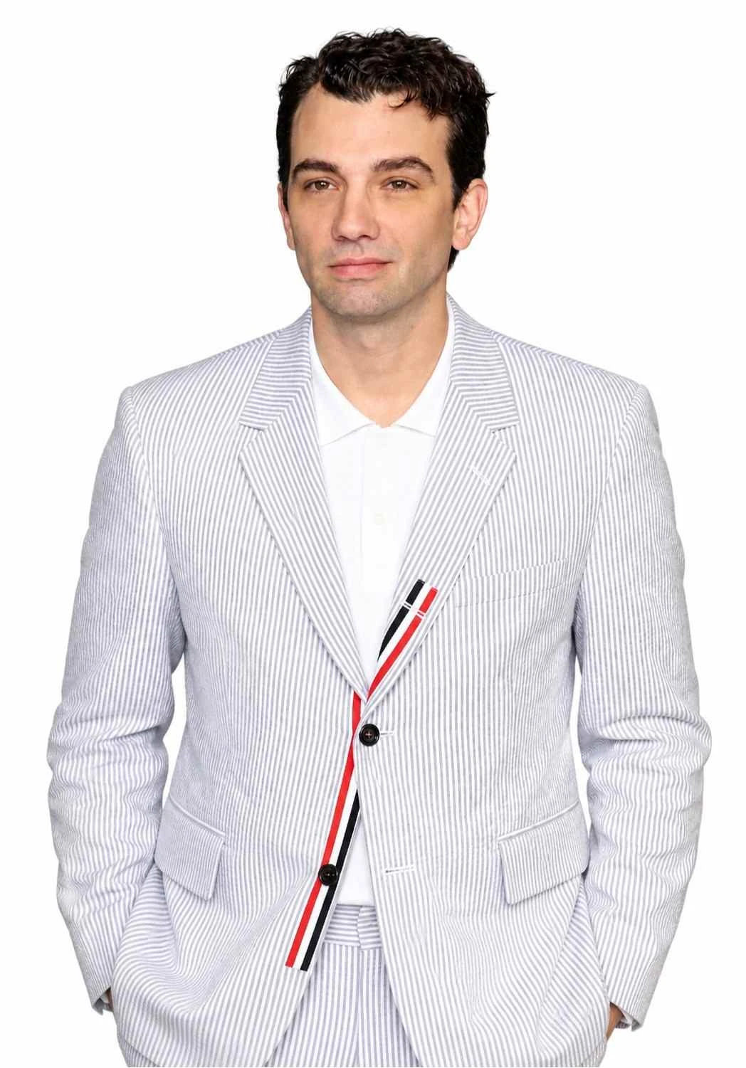 Jay Baruchel Tiny Fugitives 2026 White Striped Blazer Jay Baruchel Tiny Fugitives 2026 White Striped Blazer