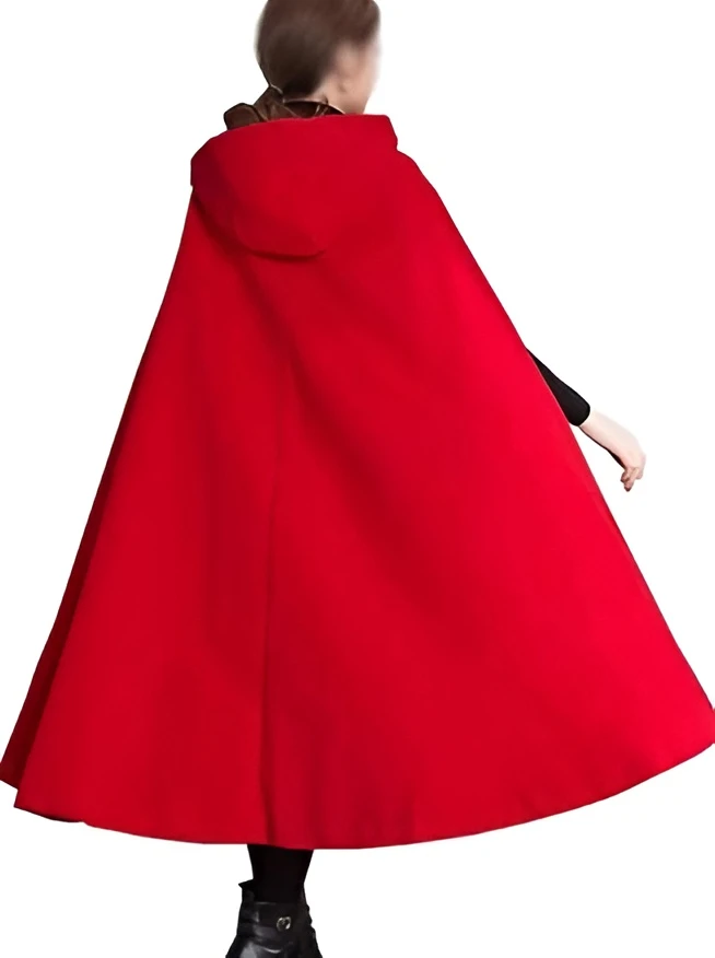 Women’s Red Hooded Wool Cloak