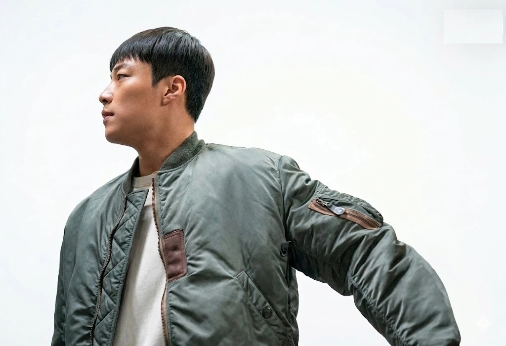 Woo Do Hwan Bloodhounds Season 2 Olive Green Bomber Jacket Front View