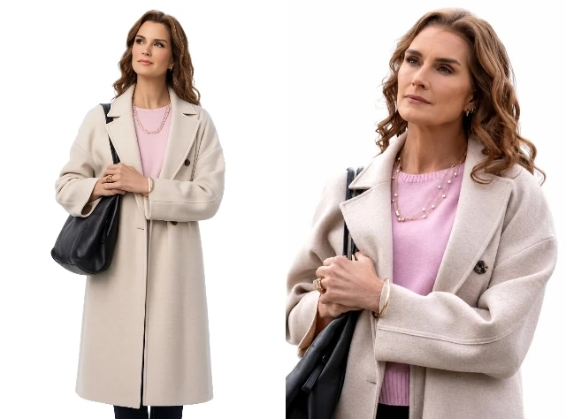 Allison Chandler You're Killing Me 2026 Beige Wool Coat