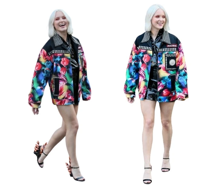 Zara Larsson Studded Floral Multicolor Jacket Zara Larsson Floral Jacket