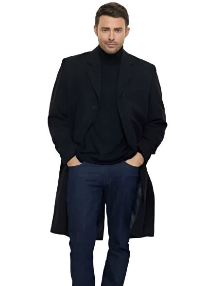  A Keller Christmas Vacation Jonathan Bennett Black Wool Coat