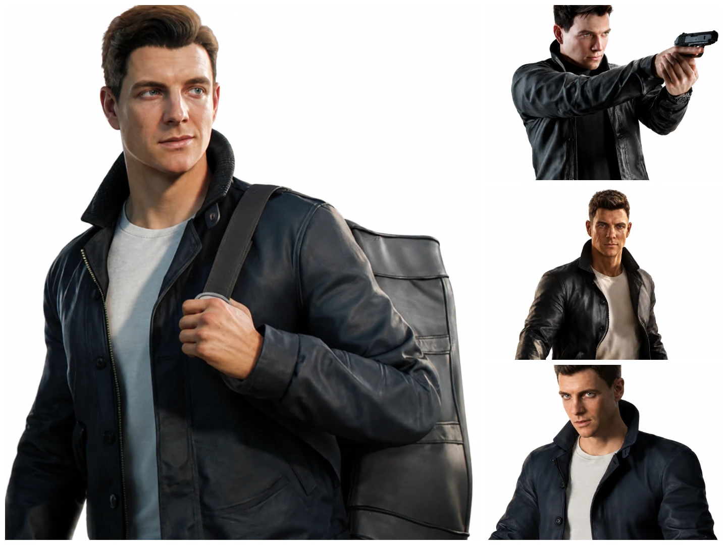Patrick Gibson Wearing 007 First Light Black Leather Jacket