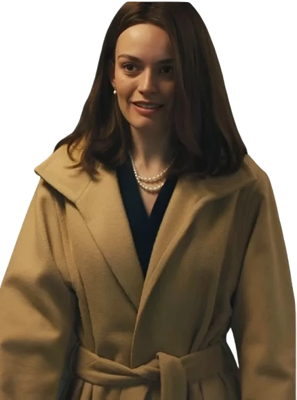 Emma Mackey Ella McCay Brown Wool Coat