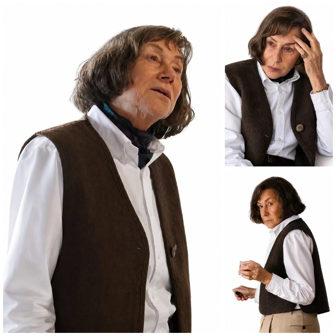 Helen Mirren Wearing Dark Brown Vest in A Talent for Murder 2026
