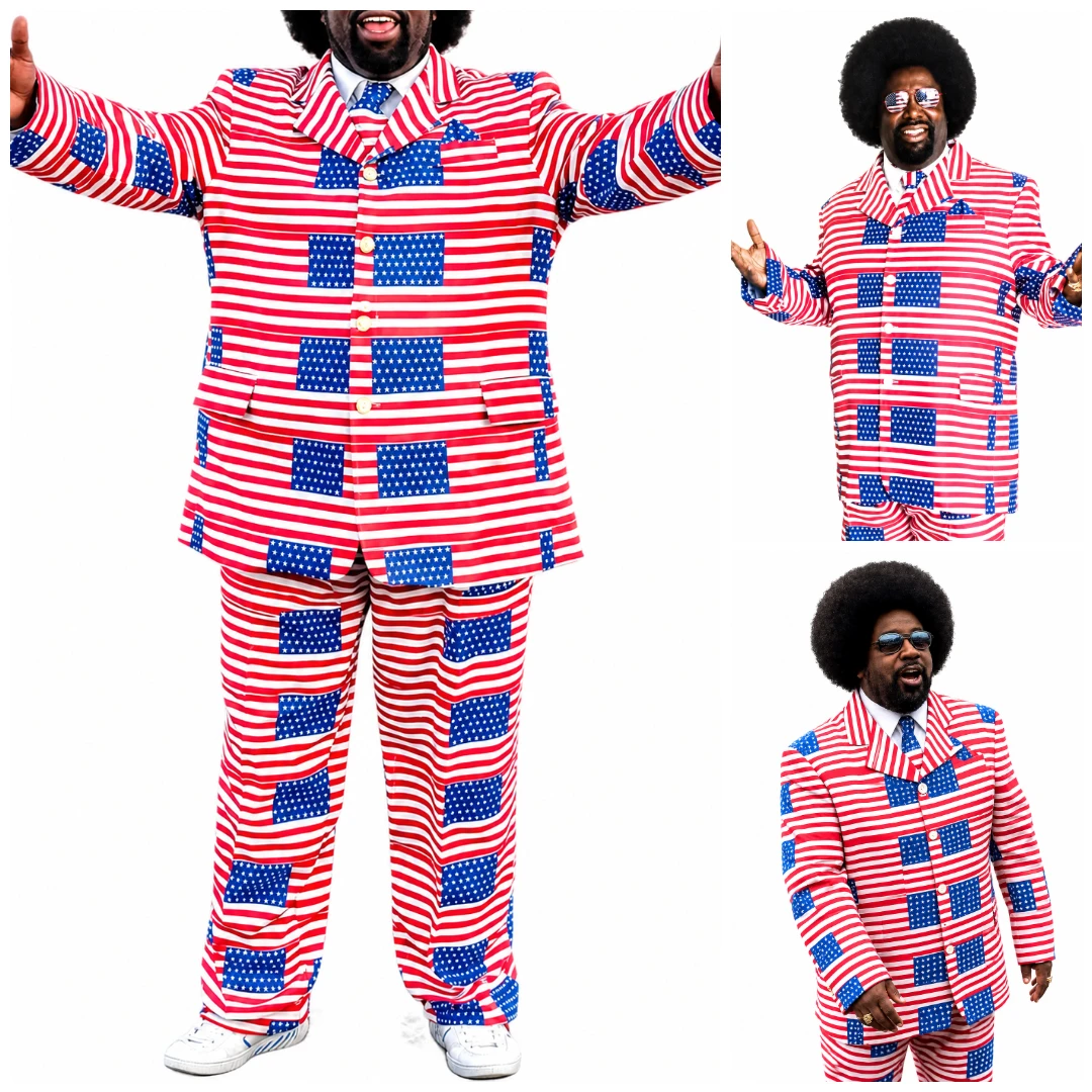 Afroman American Flag 2 Piece Suit Red White Blue Fleece Outfit
