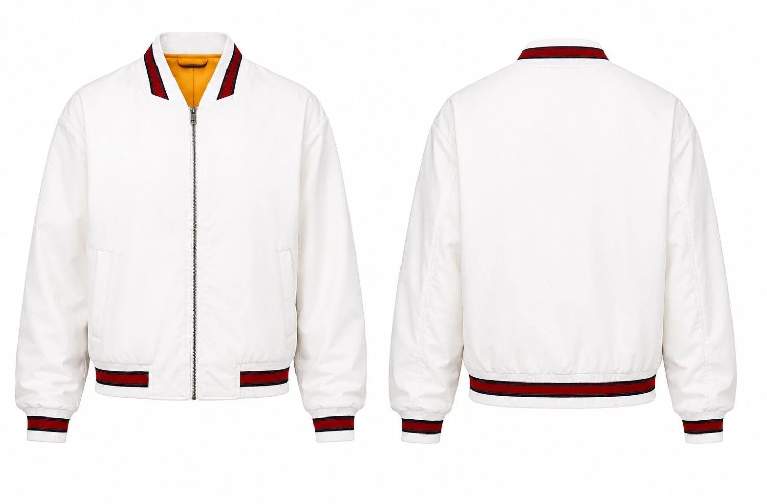 The Wrong Girls 2026 Alia Shawkat White Bomber Jacket Front Back View