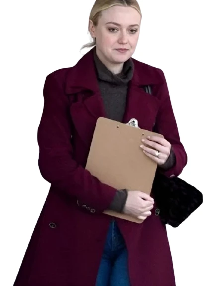 All Her Fault Dakota Fanning Maroon Wool Coat All Her Fault Dakota Fanning Maroon Wool Coat