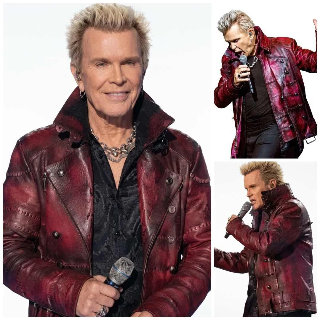 Billy Idol American Idol 2026 Burgundy Distressed Leather Jacket