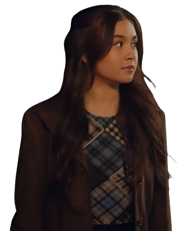 anna cathcart xo kitty s02 brown suede coat close up detail