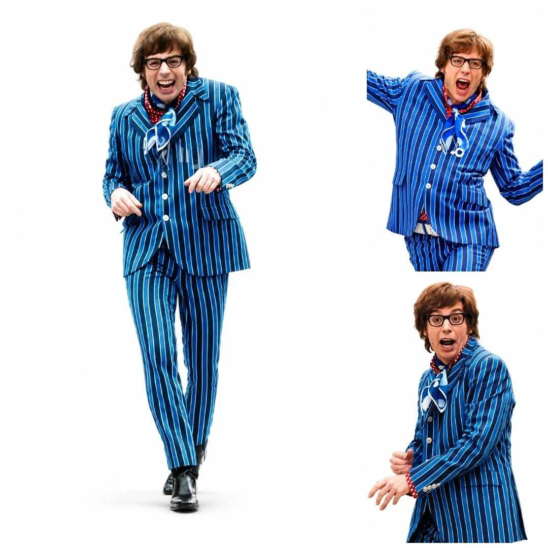 Mike Myers Austin Powers Blue Striped Costume Suit