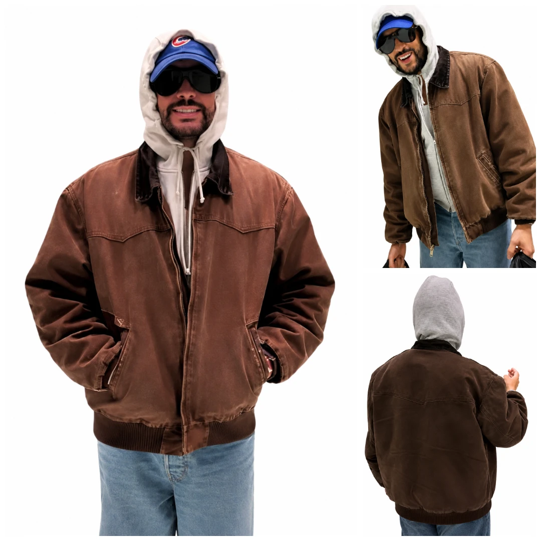 Bad Bunny 2026 Brown Cotton Jacket Back View
