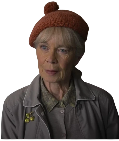 Celia Imrie Thursday Murder Club Gray Cotton Jacket