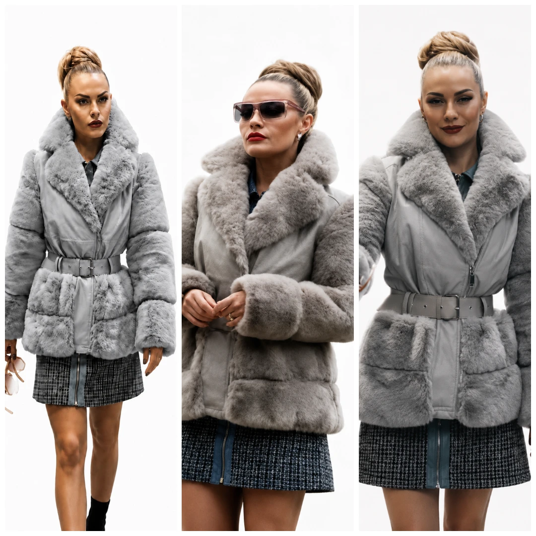 Chanel Cresswell Ash Grey Fur Jacket From The Gentlemen Netflix Series