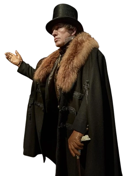 Christoph Waltz Black Shearling Cloak
