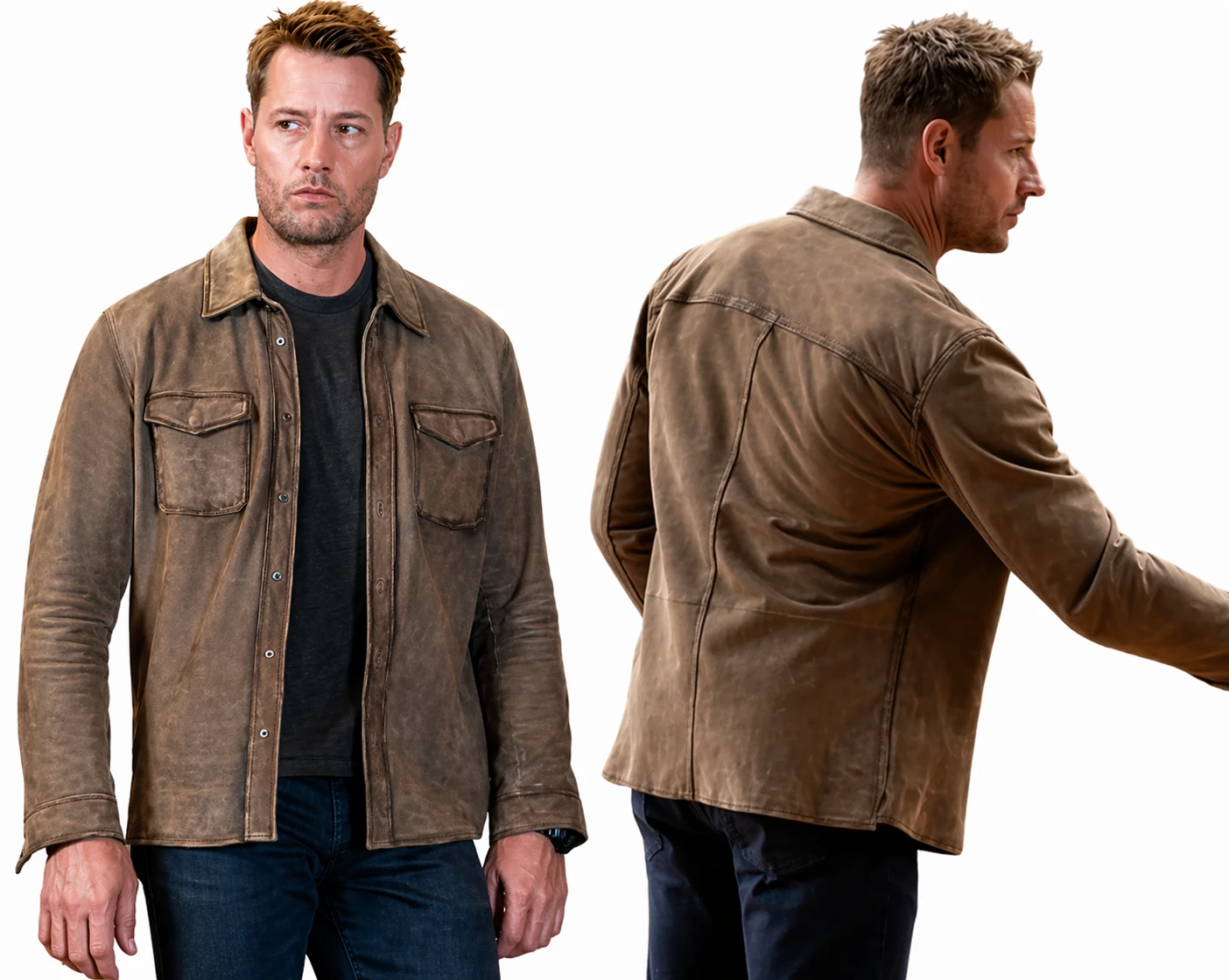 Colter Shaw Tracker S03 Suede Jacket Brown Shirt Style Men Jacket Outfit