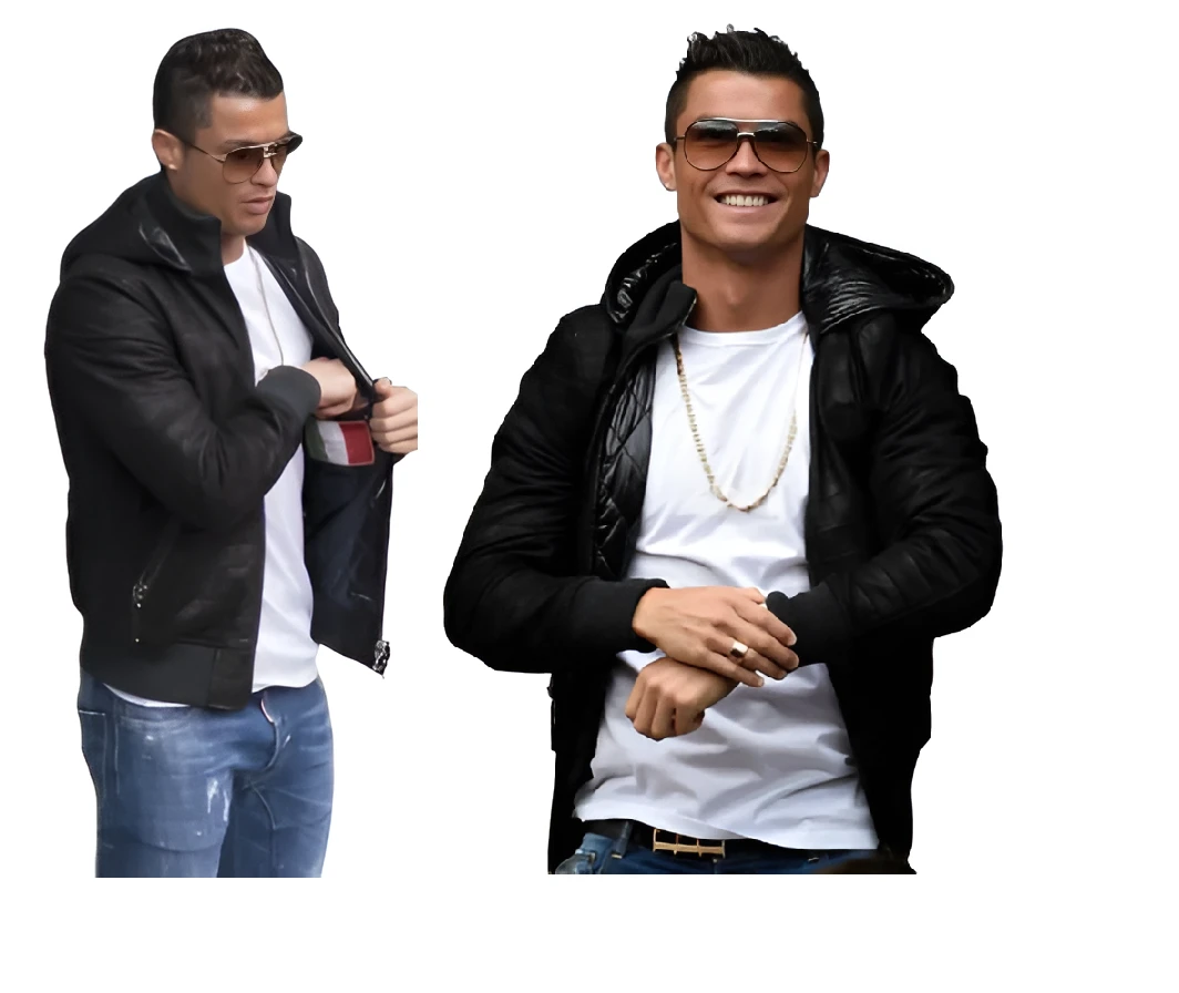 Cristiano Ronaldo Black Leather Jacket cristiano, ronaldo, black, leather, jacket, cr7, footballer