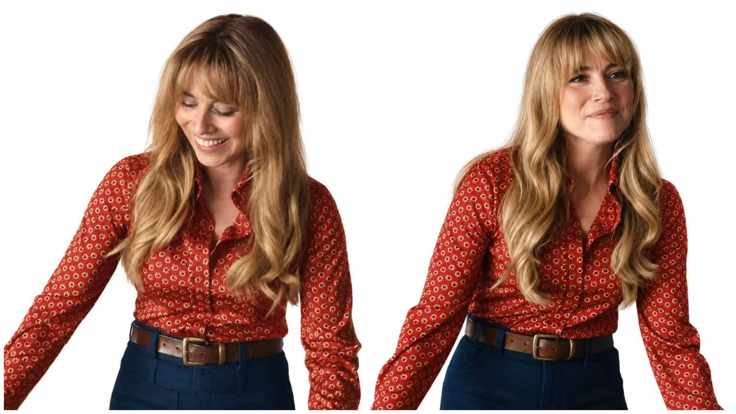 Linda Cardellini wearing a red floral shirt in Crystal Lake 2026