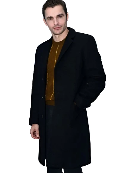 dave franco idiots black wool coat front view