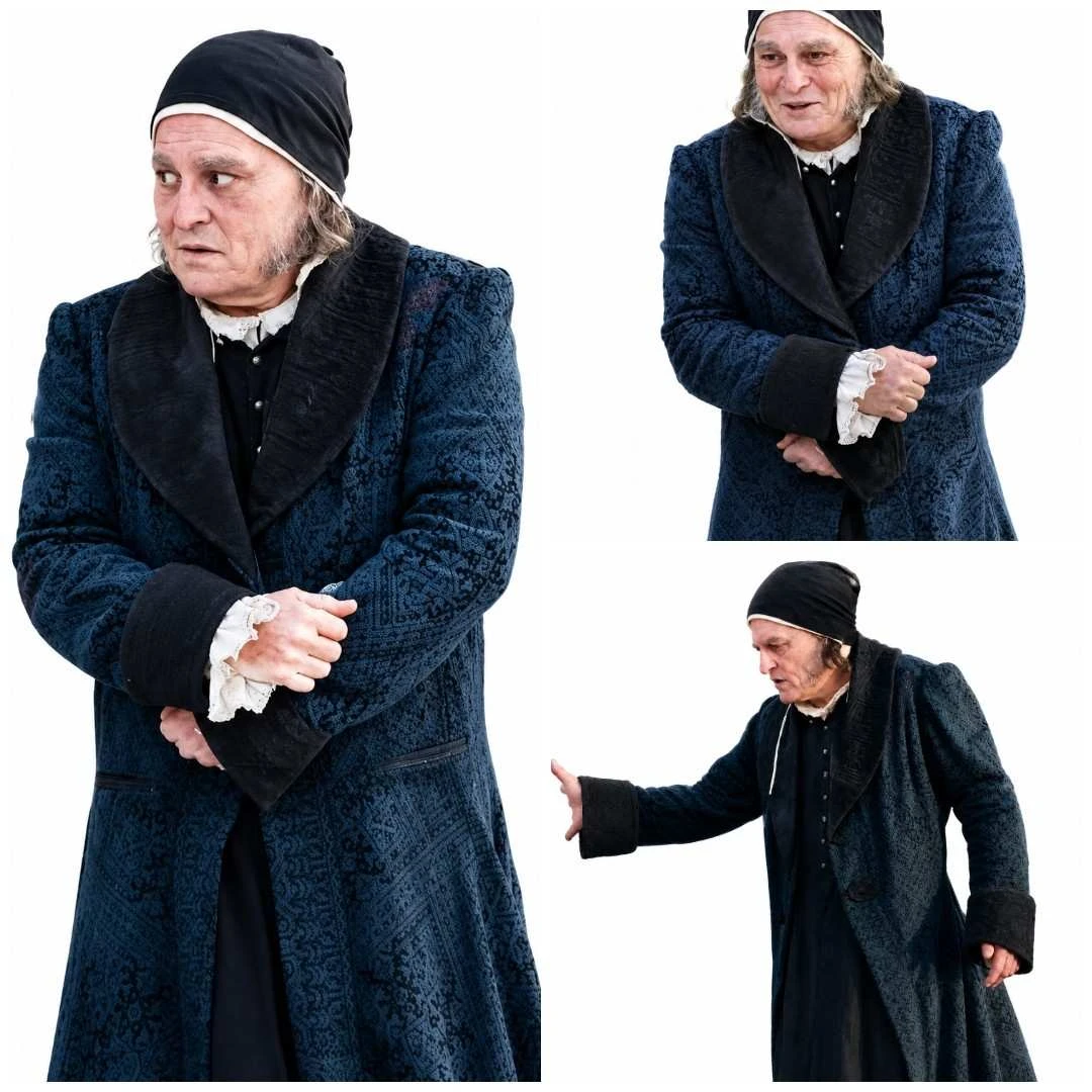 Johnny Depp Ebenezer A Christmas Carol 2026 Blue Victorian Coat