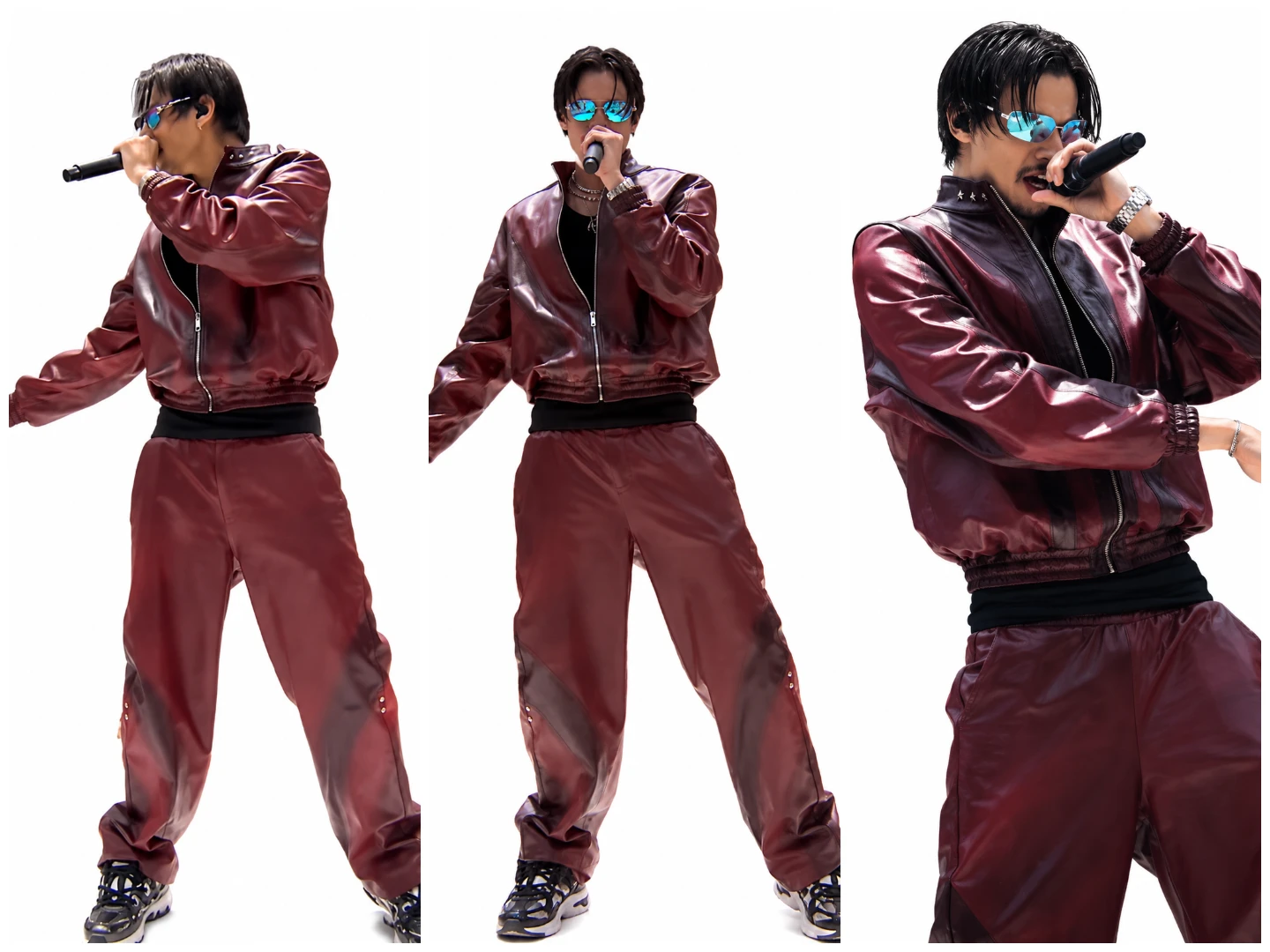 Danny Ocean Burgundy Leather Tracksuit FIFA World Cup 2026