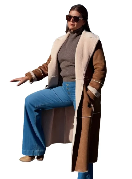 Gail Simmons Top Chef S22 Brown Shearling Leather Coat Women