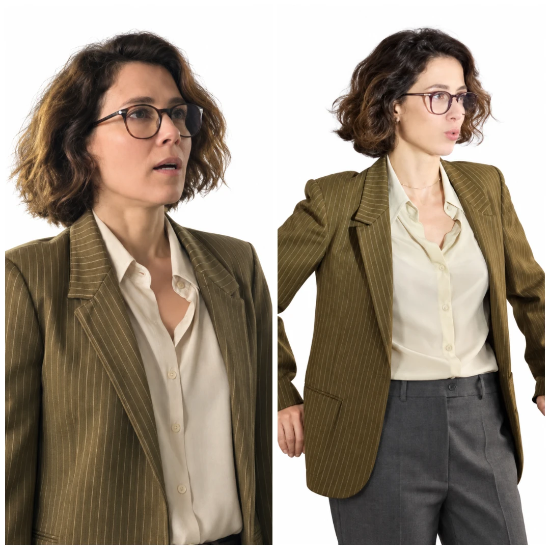 Marjorie Estiano Habeas Corpus 2026 Olive Pinstripe Blazer