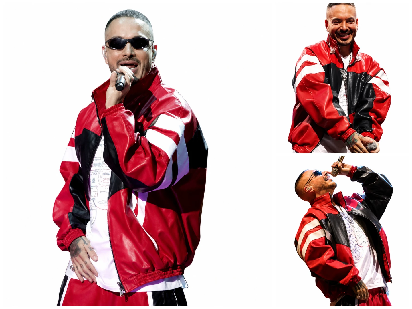 J Balvin 2025 MTV Video Music Awards Red Leather Jacket Front View